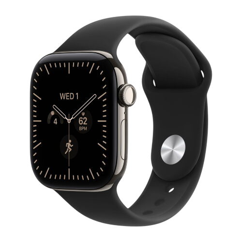 Apple Watch Series 12, 42 mm, Natural Titanium GPS+Cellular Black Sport Band M/L